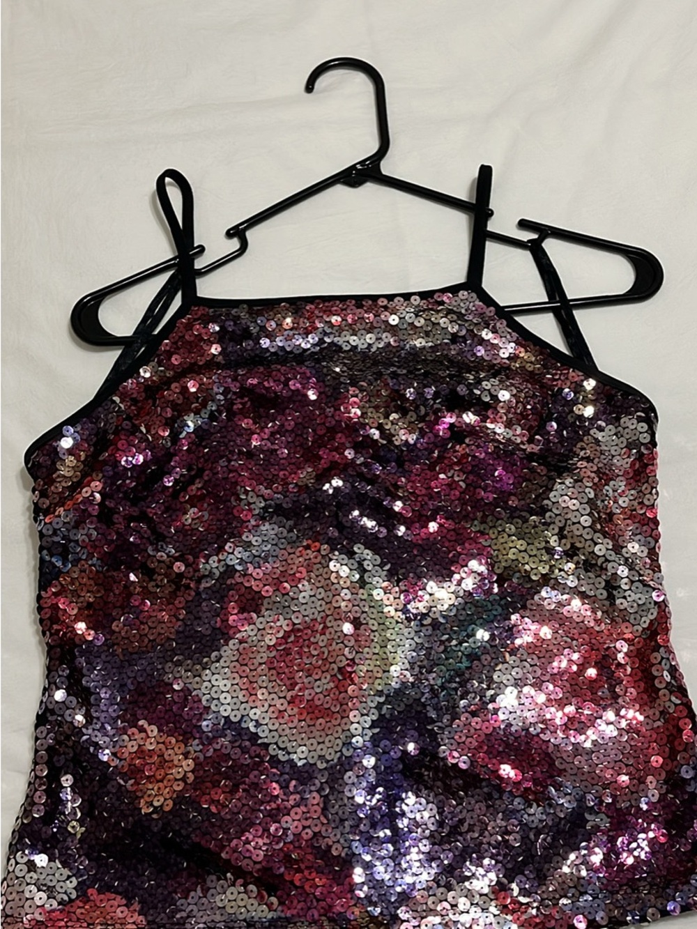 Express Multi-Sequin Halter Cami - Pink, Purple, Silver
